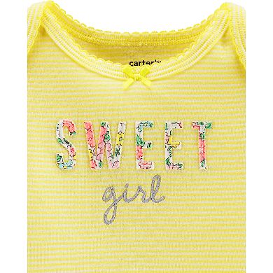 Baby Girl Carter's "Sweet Girl" Bodysuit, Floral Bodysuit & Polka-Dot Pants Set