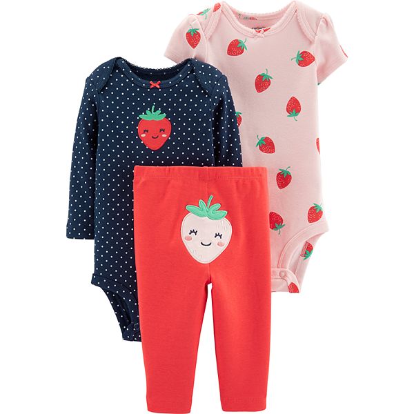 Baby Girl Carter's Strawberry Bodysuits & Pants Set