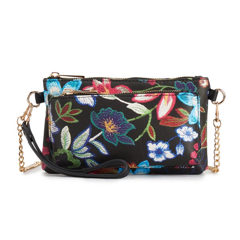 Mellow World Primerose Floral Convertible Crossbody Bag, Black