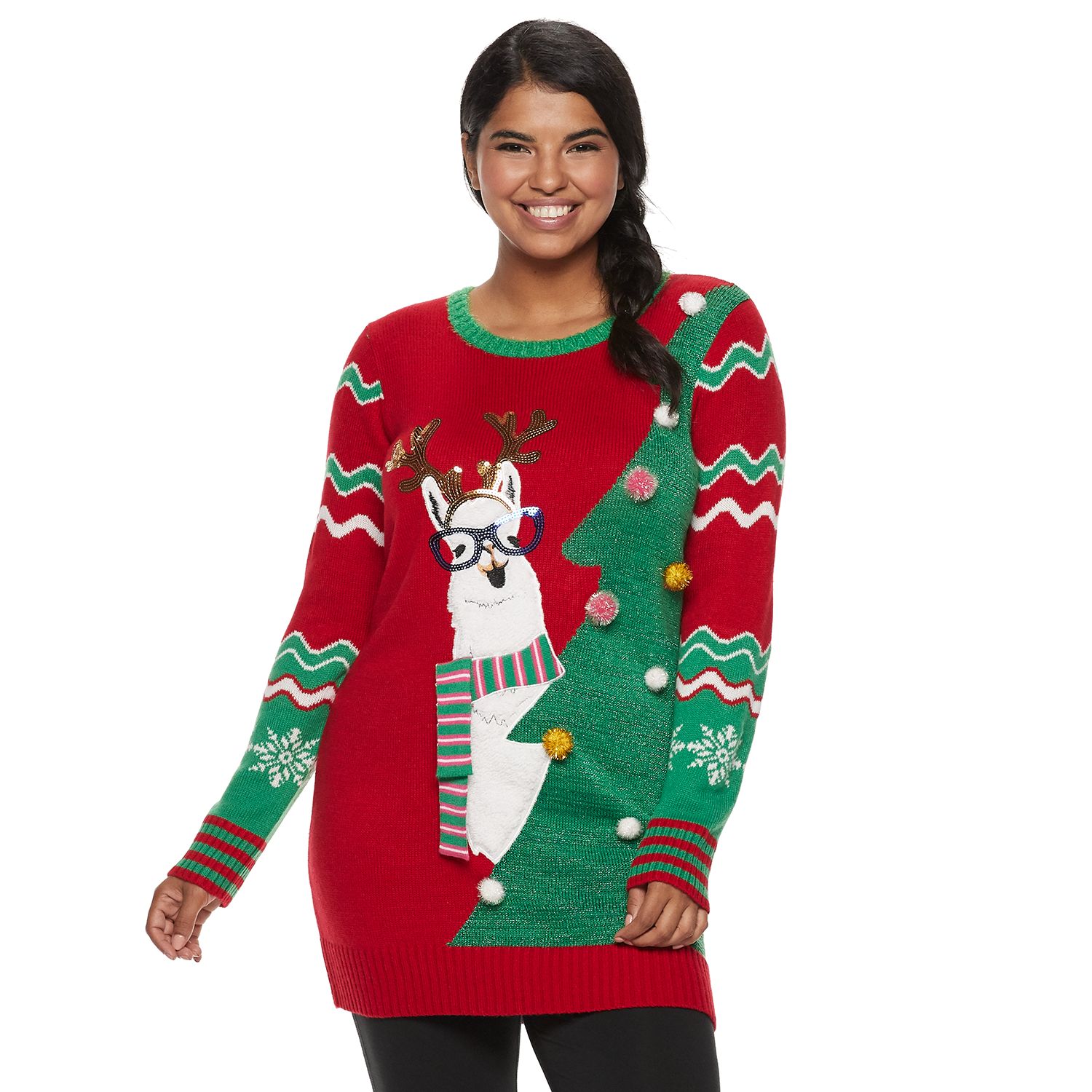 llama christmas sweater womens