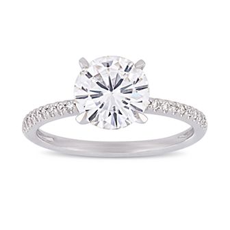 Stella Grace 2 ct T.W. Lab-Created Moissanite & 1/10 ct T.W. Diamond Engagement Ring