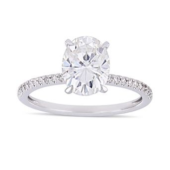 Stella Grace 2 ct T.W. Oval Cut Lab-Created Moissanite & 1/10 ct T.W. Diamond Engagement Ring