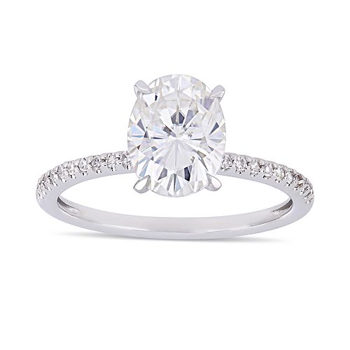 Stella Grace 2 ct. T.W. Oval Cut Lab-Created Moissanite & 1/10 ct. T.W ...