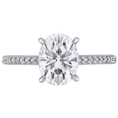 Stella Grace 2 ct. T.W. Oval Cut Lab-Created Moissanite & 1/10 ct. T.W. Diamond Engagement Ring