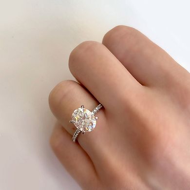 Stella Grace 2 ct. T.W. Oval Cut Lab-Created Moissanite & 1/10 ct. T.W. Diamond Engagement Ring