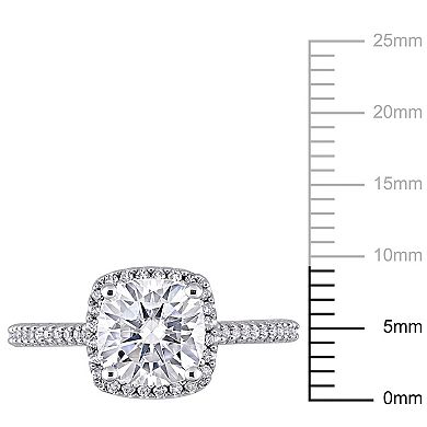 Stella Grace 2 ct. T.W. Square Cut Lab-Created Moissanite & 1/4 ct. T.W. Diamond Engagement Ring