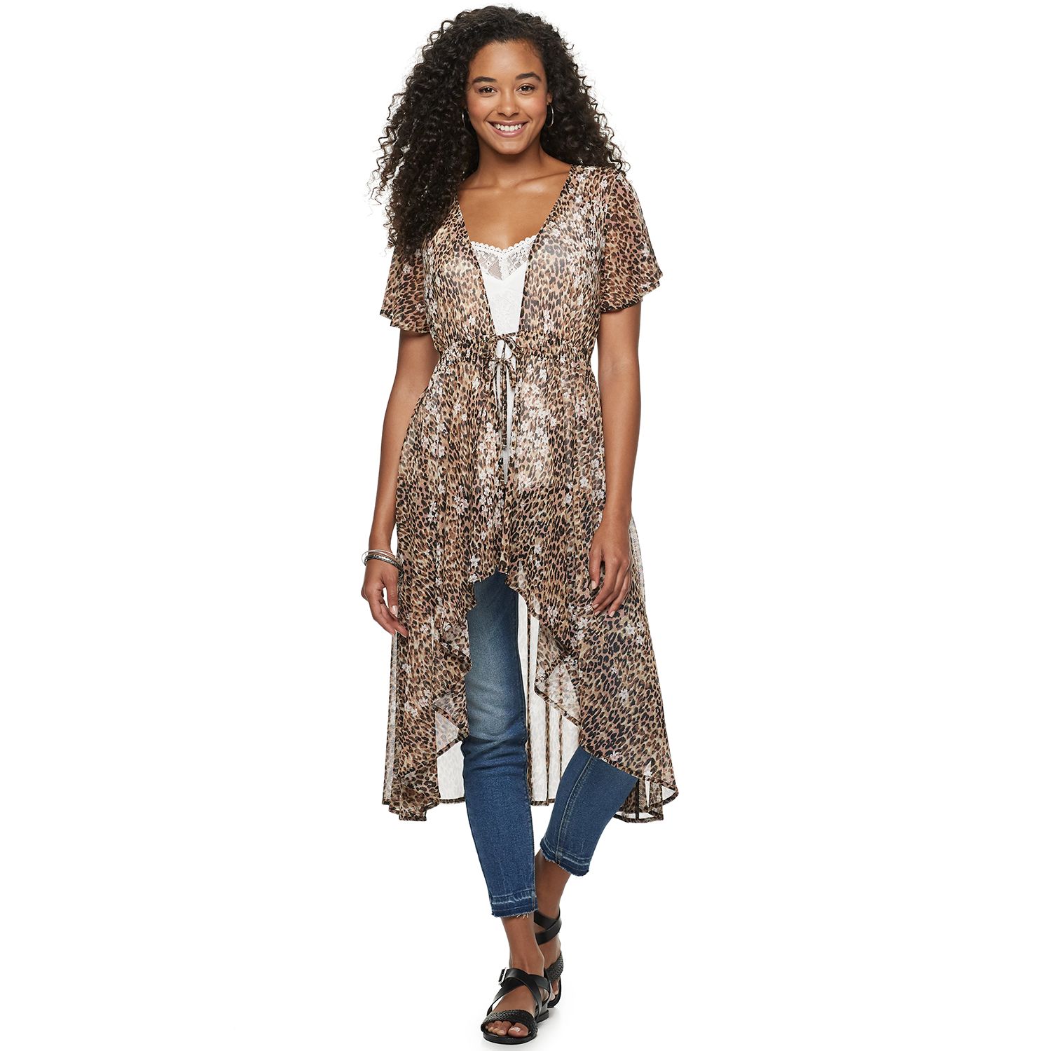 cheetah duster cardigan