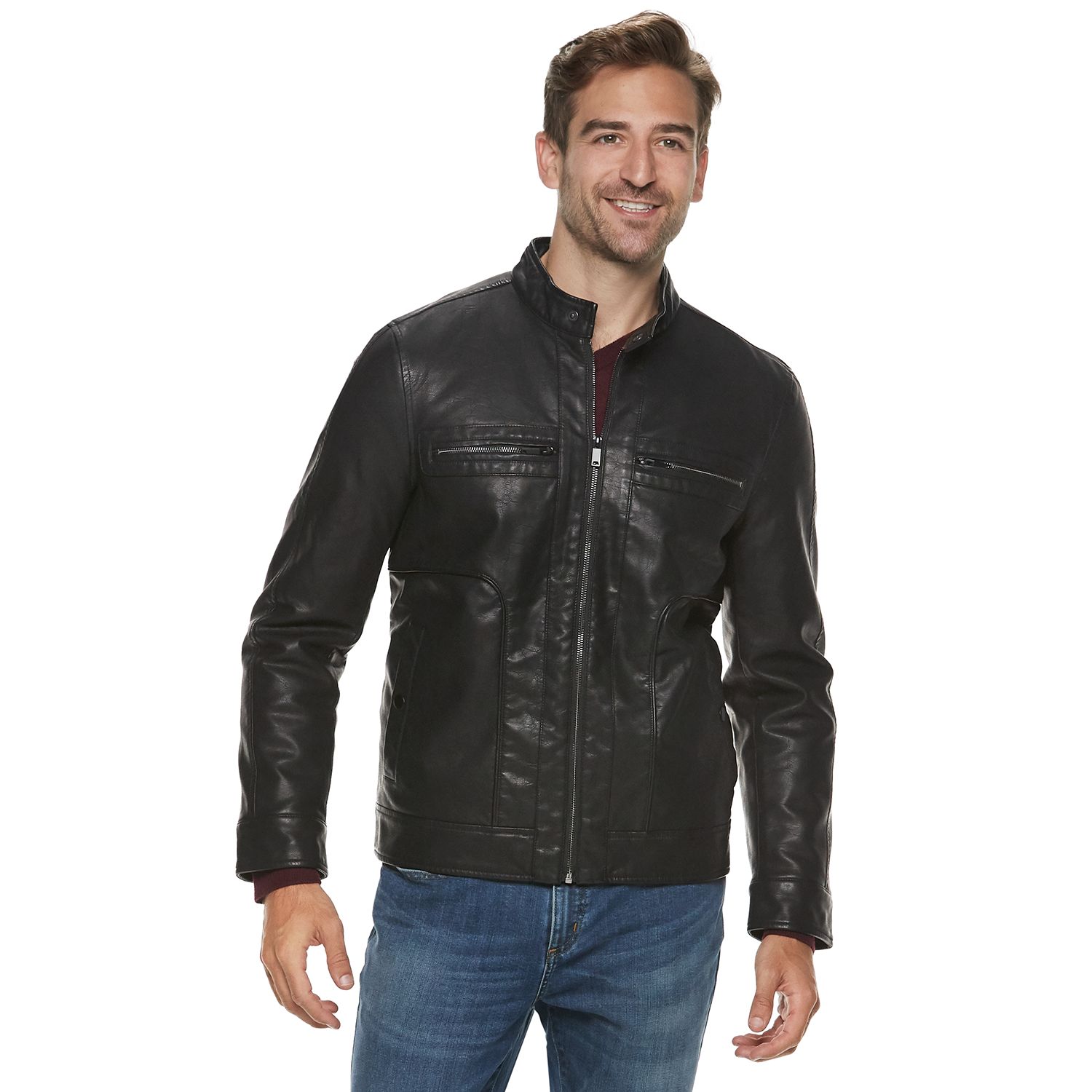 kohls mens leather bomber jacket