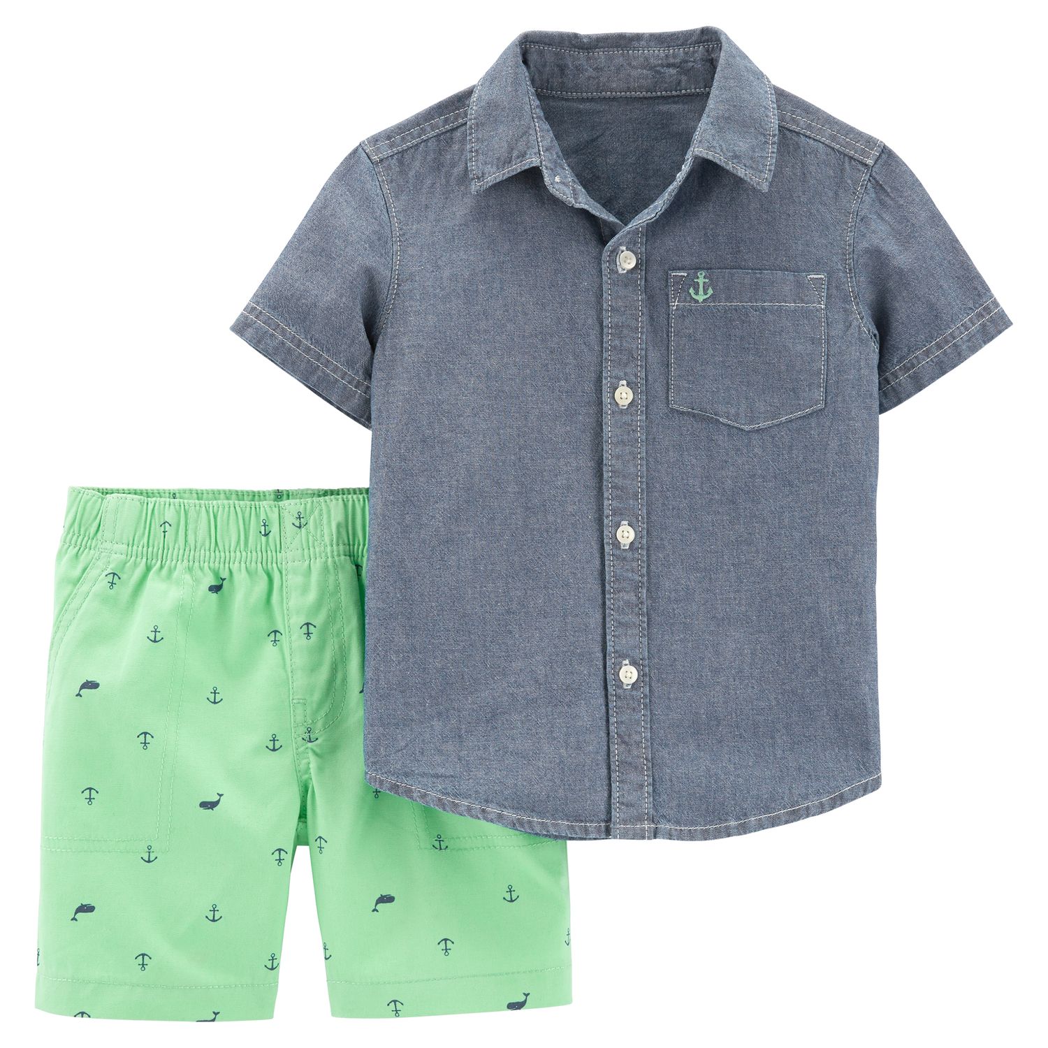 baby boy green button down shirt