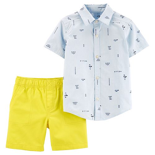 Baby Boy Carter's Patterned Button Down Shirt & Shorts Set