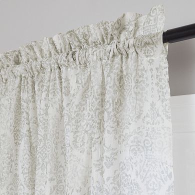 NATCO Madeline Geometric Print Sheer Rod Pocketed Window Curtain Panel
