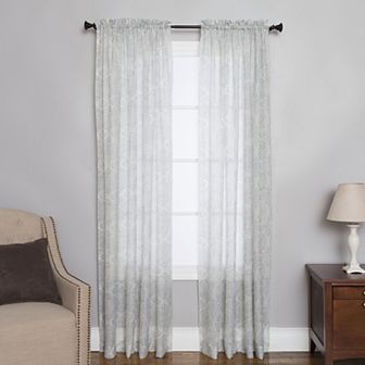NATCO Madeline Geometric Print Sheer Rod Pocketed Window Curtain Panel