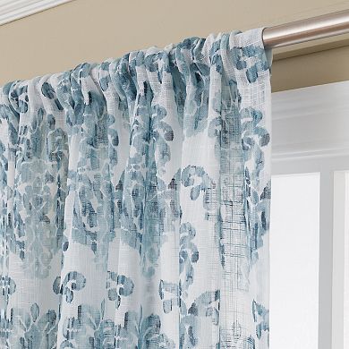 NATCO Linnea Floral Print Light Filtering Rod Pocketed Window Curtain Panel