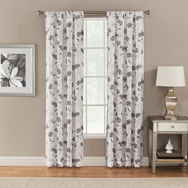 NATCO Cira Floral Print Light Filtering Rod Pocketed Window Curtain Panel