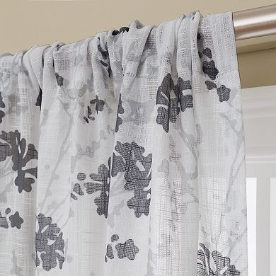 NATCO Cira Floral Print Light Filtering Rod Pocketed Window Curtain Panel