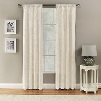 NATCO Channon Textured Semi Sheer Rod Pocketed Window Curtain Panel