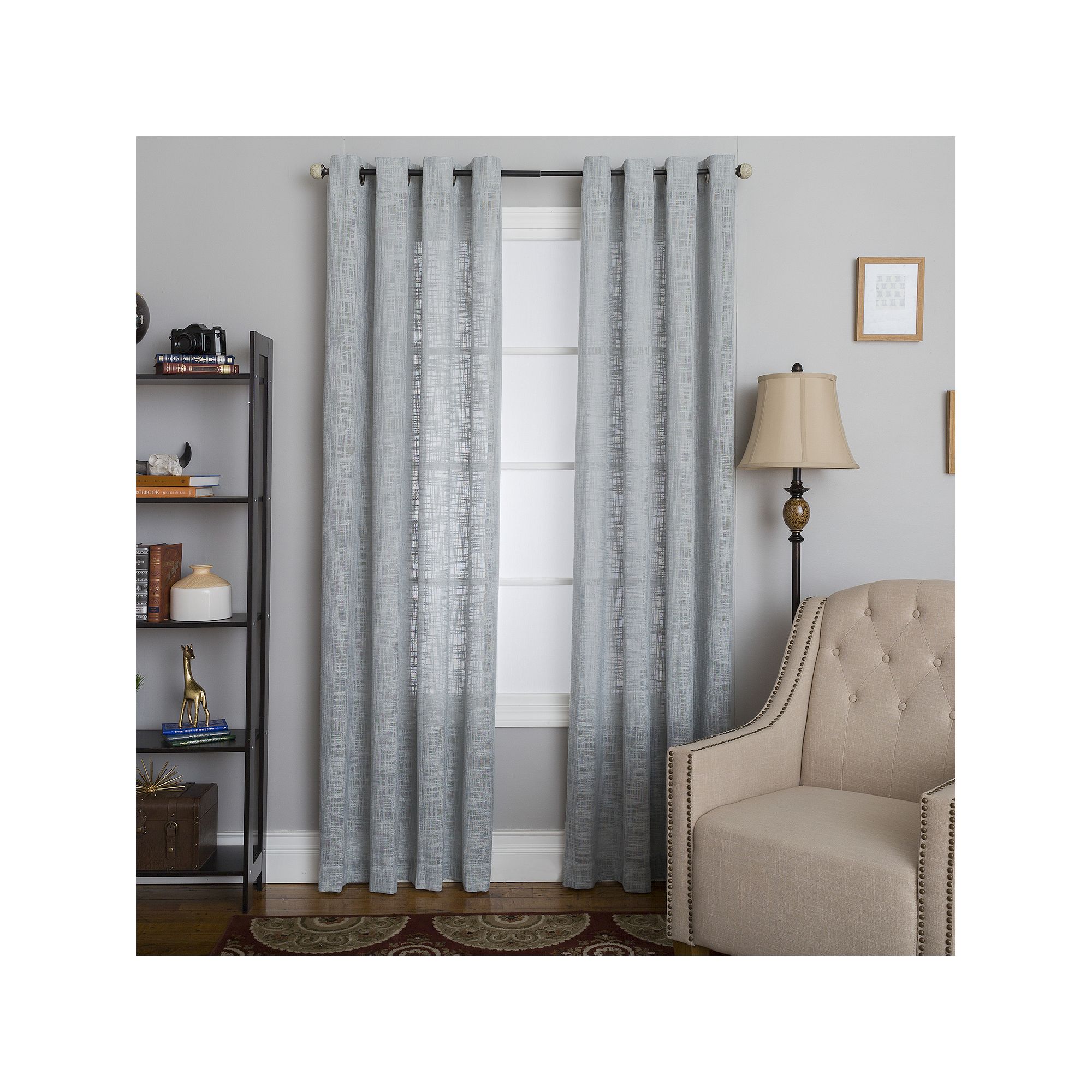 NATCO Morris Textured Semi Sheer Grommeted 1 Window Curtain Panel, Mineral