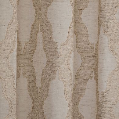 NATCO Clip Geometric Print Semi-Sheer Grommeted Window Curtain Panel