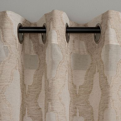 NATCO Clip Geometric Print Semi-Sheer Grommeted Window Curtain Panel
