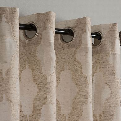 NATCO Clip Geometric Print Semi-Sheer Grommeted Window Curtain Panel