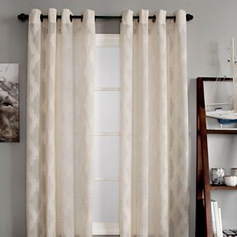 NATCO Clip Geometric Print Semi-Sheer Grommeted Window Curtain Panel