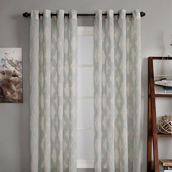 NATCO Clip Geometric Print Semi-Sheer Grommeted Window Curtain Panel