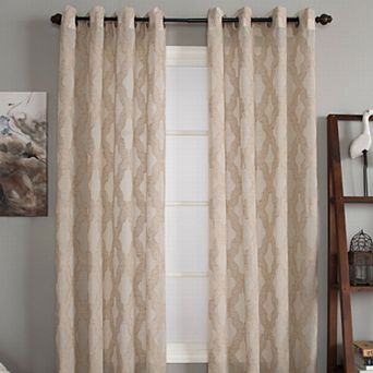 NATCO Clip Geometric Print Semi-Sheer Grommeted Window Curtain Panel