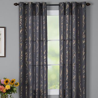 NATCO Dana Floral Print Light Filtering Grommeted Window Curtain Panel