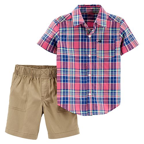 khaki shorts and button down
