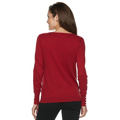 Women's ELLE™ Simulated-Pear Bowl Sweater