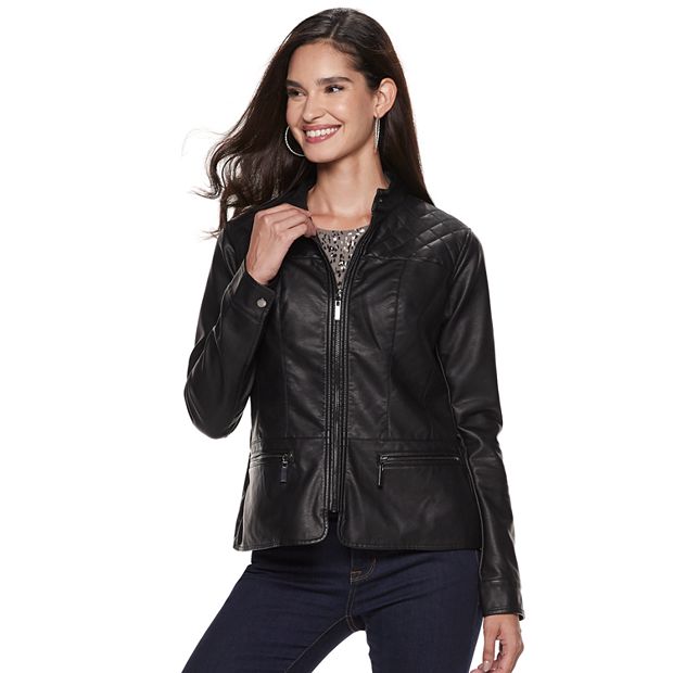 Faux Leather Quilted Jacket