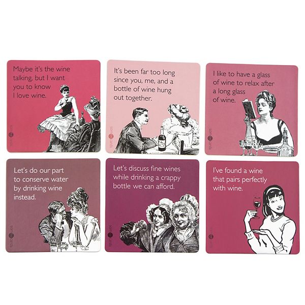 Someecards 6-pack Assorted Wine Drink Coasters by 30 Watt