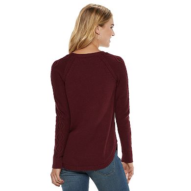 Women's Sonoma Goods For Life® Leaf Cable-Knit Sweater