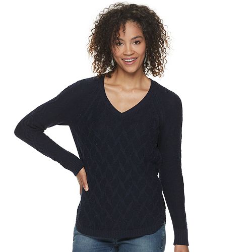 Women's SONOMA Goods for Life® Leaf Cable-Knit Sweater