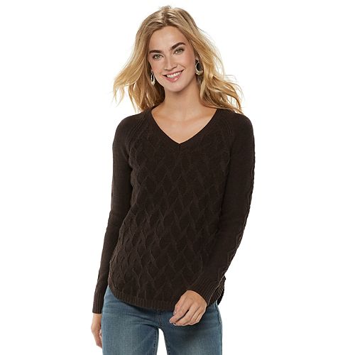 Women's SONOMA Goods for Life® Leaf Cable-Knit Sweater