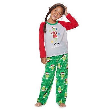Girls 4-12 Jammies For Your Families How the Grinch Stole Christmas Grinch "He Invented the Naughty List" Top & Microfleece Bottoms Pajama Set