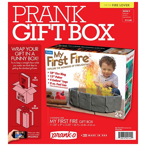 Prank Gift Box “My First Fire” Wrap Your Real Gift in a Funny Joke 11"x9"x3 