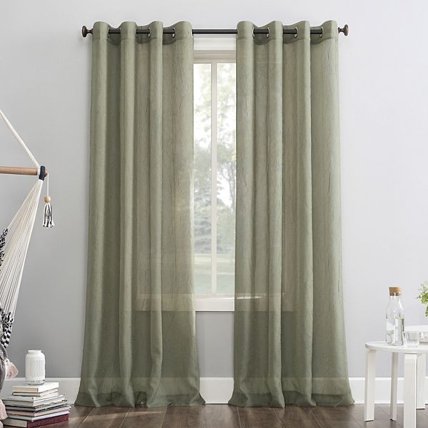 No. 918 Erica Crushed Sheer Voile Window Curtain - Willow (51X63)