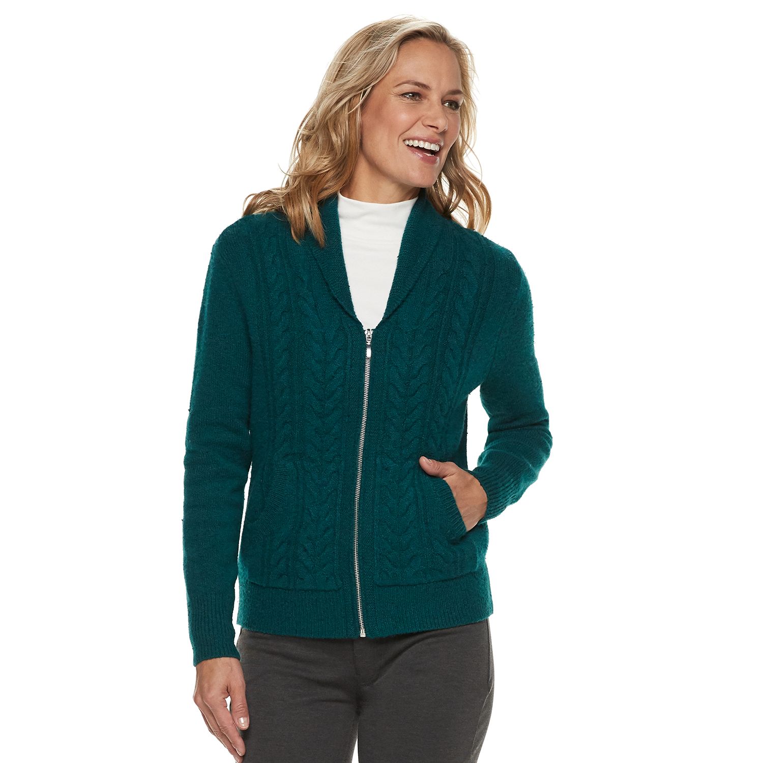 womens zip front cardigan