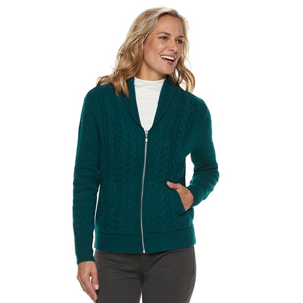 Cable knit zip outlet front cardigan