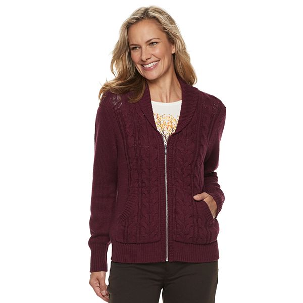 Women's Croft & Barrow® Cable-Knit Zip-Front Cardigan