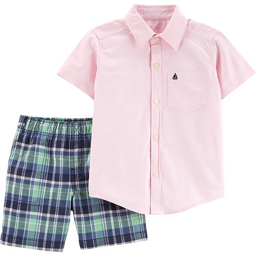 button up shirt with matching shorts