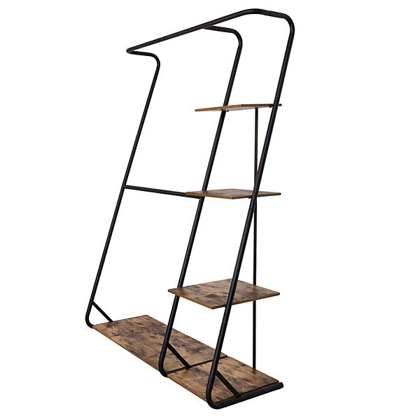 HoneyCanDo Rustic ZFrame Wardrobe with Shelves