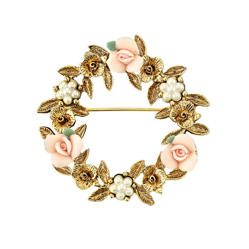 28949037 1928 Porcelain Rose Wreath Pin, Womens, Multicolor sku 28949037