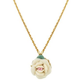 1928 Porcelain Rose Pendant
