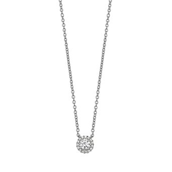 PRIMROSE Sterling Silver Cubic Zirconia Halo Necklace