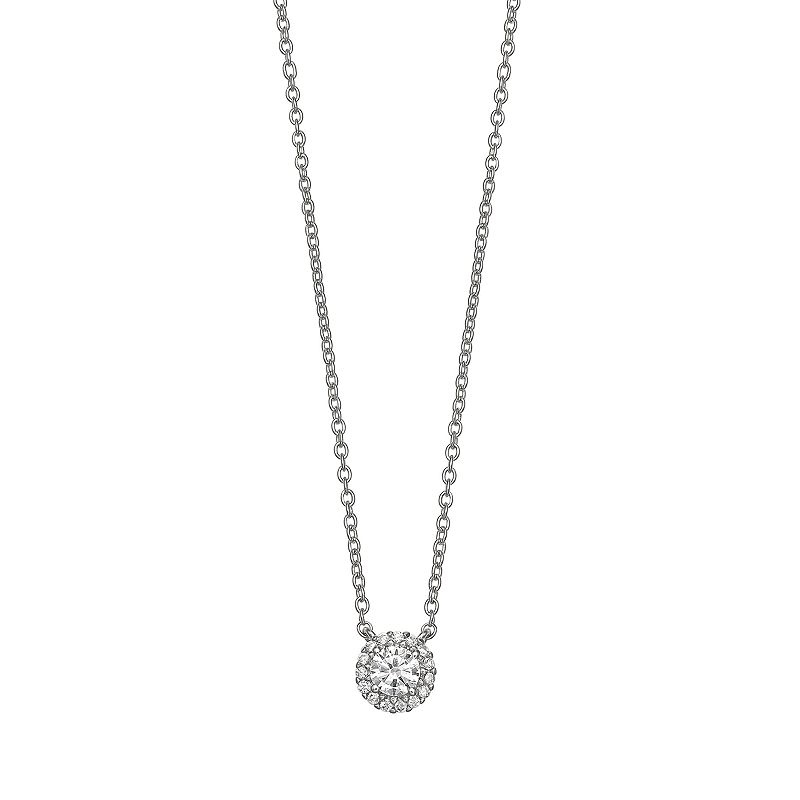 PRIMROSE Sterling Silver Cubic Zirconia Halo Necklace, Womens, Size: 16
