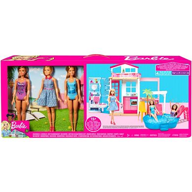 Mattel Barbie Glam House & 3 Doll Set