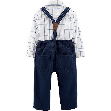 Baby Boy Carter's Plaid Bodysuit, Pants & Suspenders Set