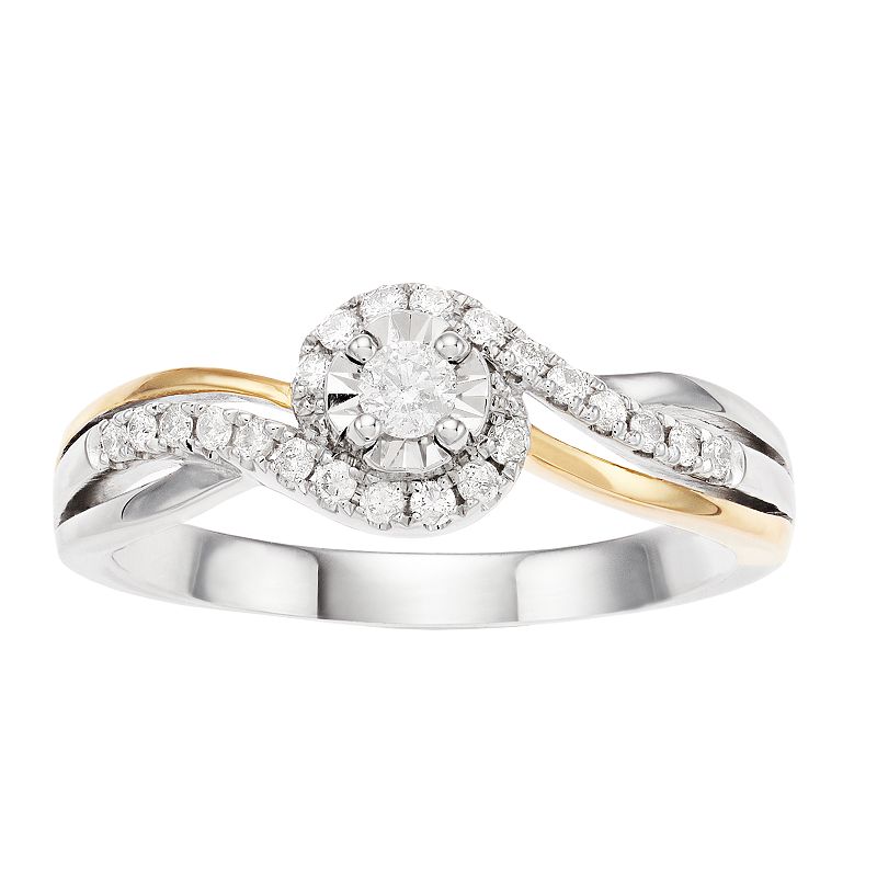 I Promise You Two Tone Sterling Silver 1/4 Carat T.W. Diamond Swirl Ring, W